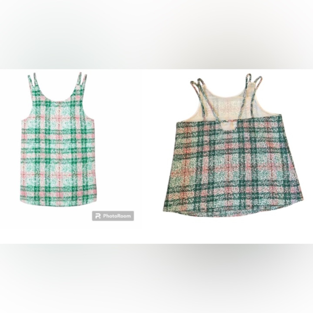 Cooper & Ella Pink, Green, White Plaid Tank Top Size XS